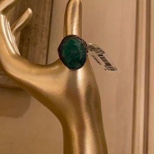 Green quartz sterling silver ring